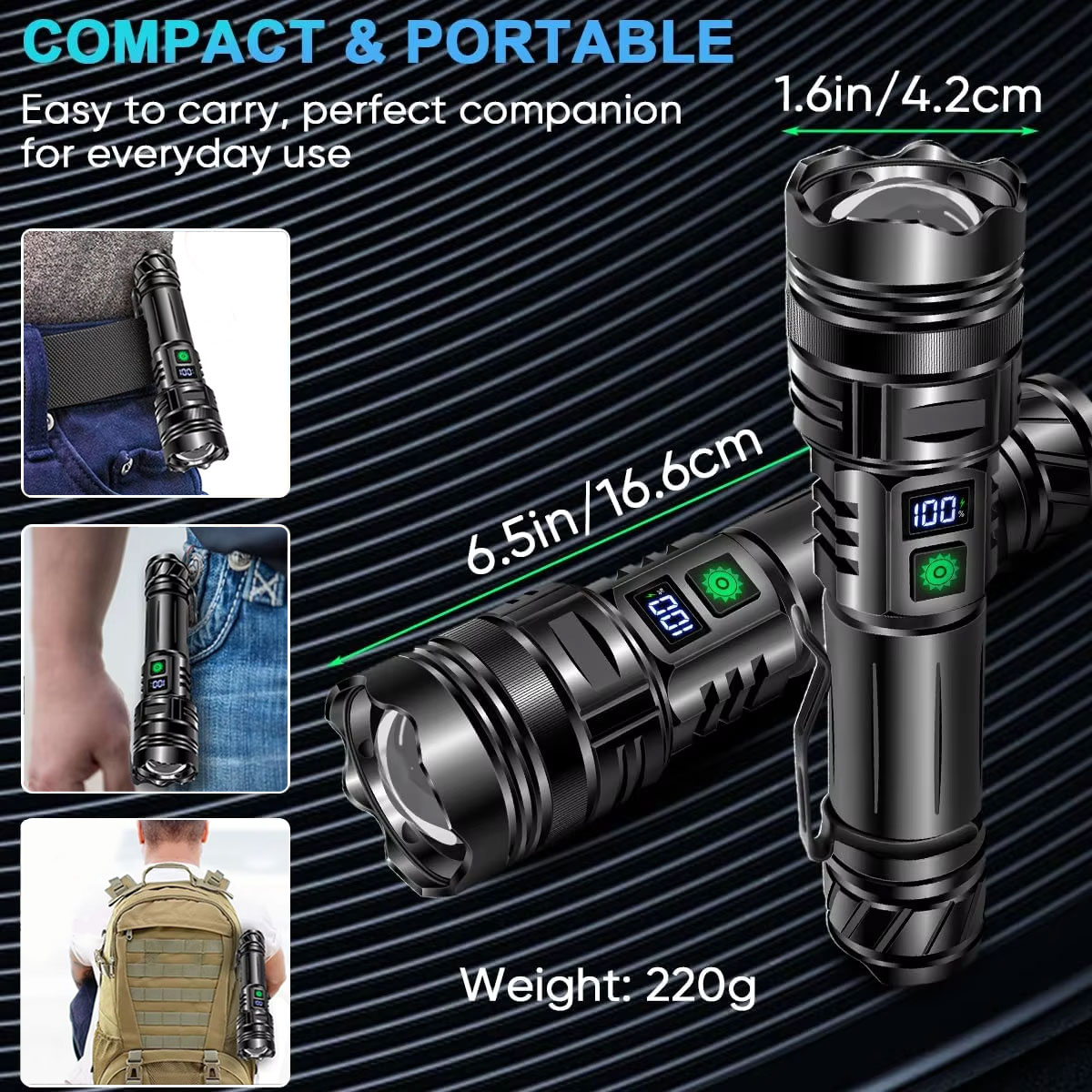 High Power LED Flashlight USB  - Edc Carry Pen บทวิจารณ์และราคา