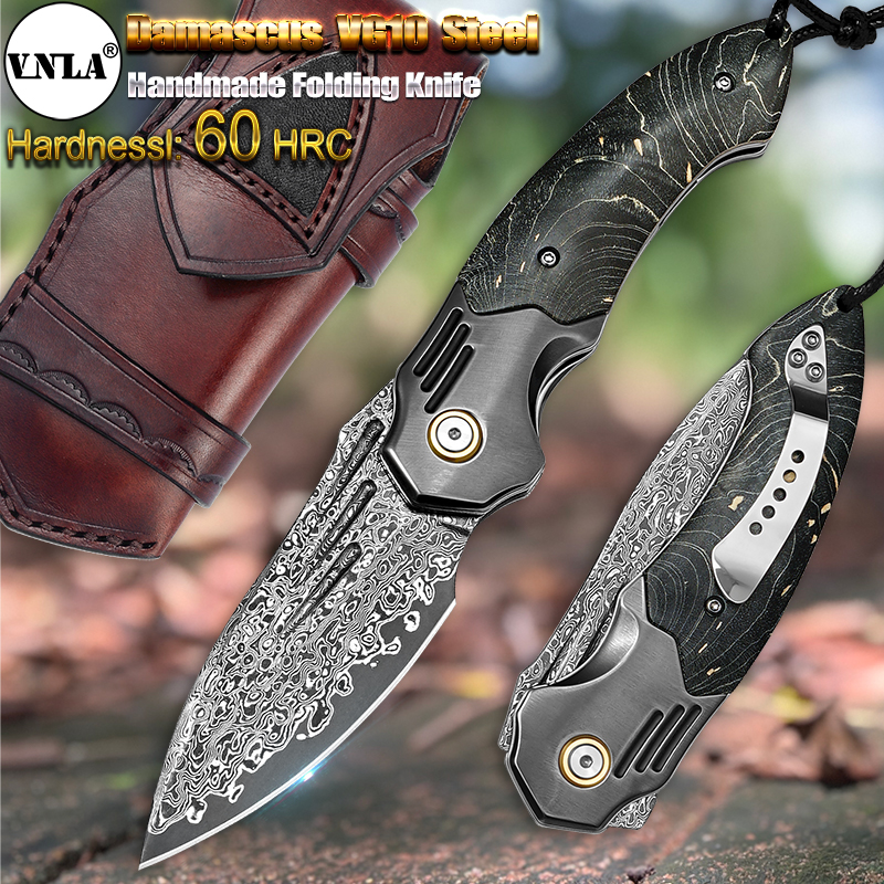 VNLA Handmade Damascus Steel P - Edc Carry Pocket Knife บทวิจารณ์และราคา