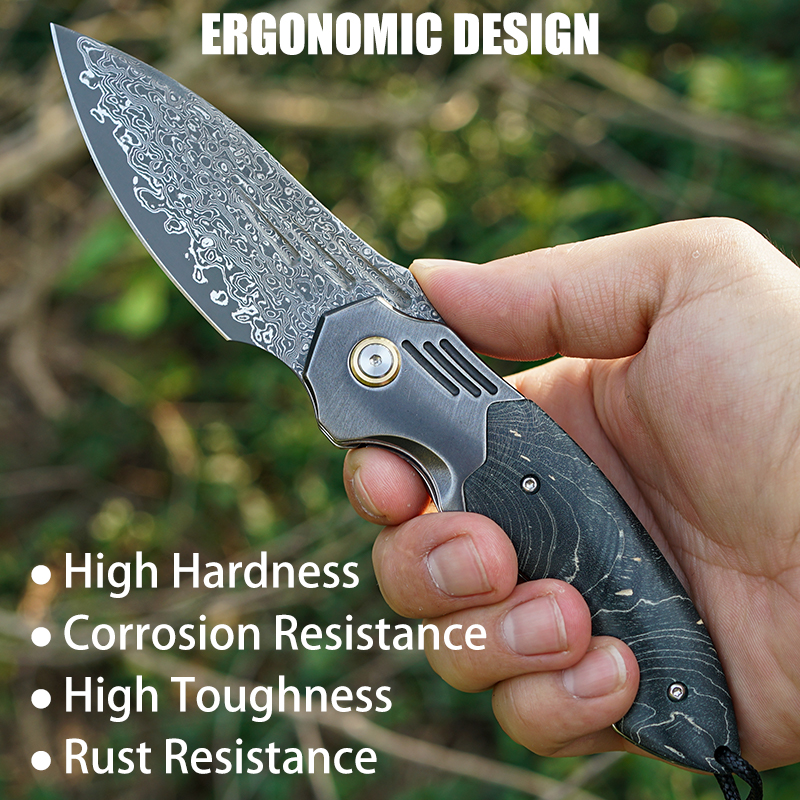 VNLA Handmade Damascus Steel P - Edc Carry Pocket Knife บทวิจารณ์และราคา