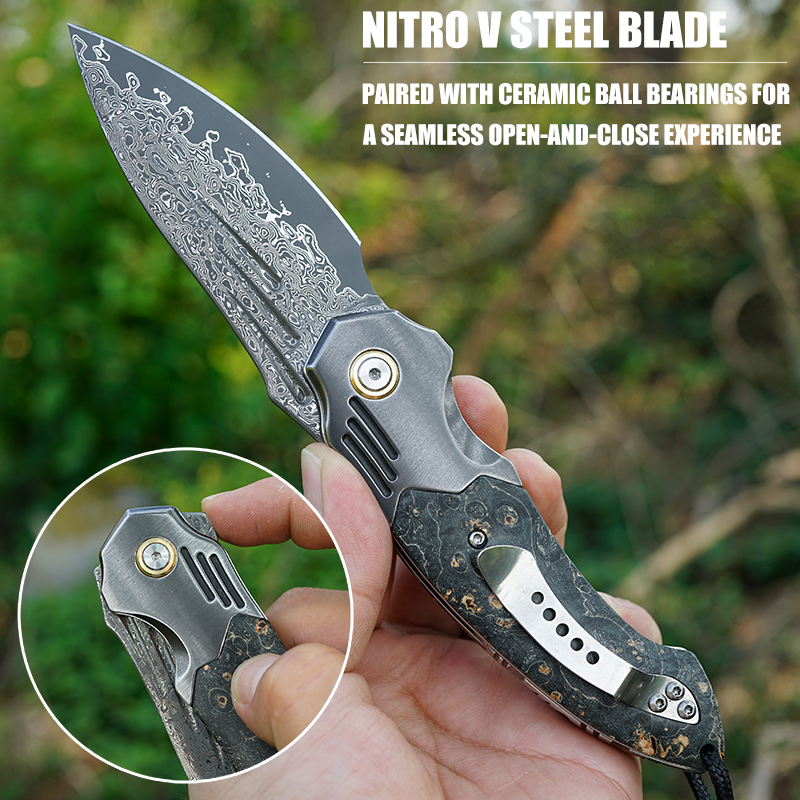 VNLA Handmade Damascus Steel P - Edc Carry Pocket Knife บทวิจารณ์และราคา
