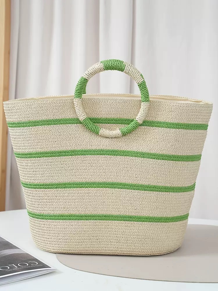 striped Tote grass woven bag s - Edc Carry Bag บทวิจารณ์และราคา